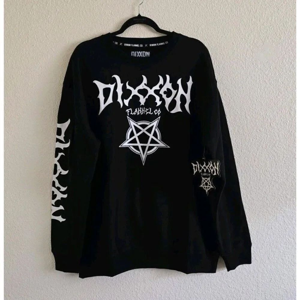 Dixxon Flannel Crewneck Sweater Fleece  Men's XL Black Long Sleeve NWT